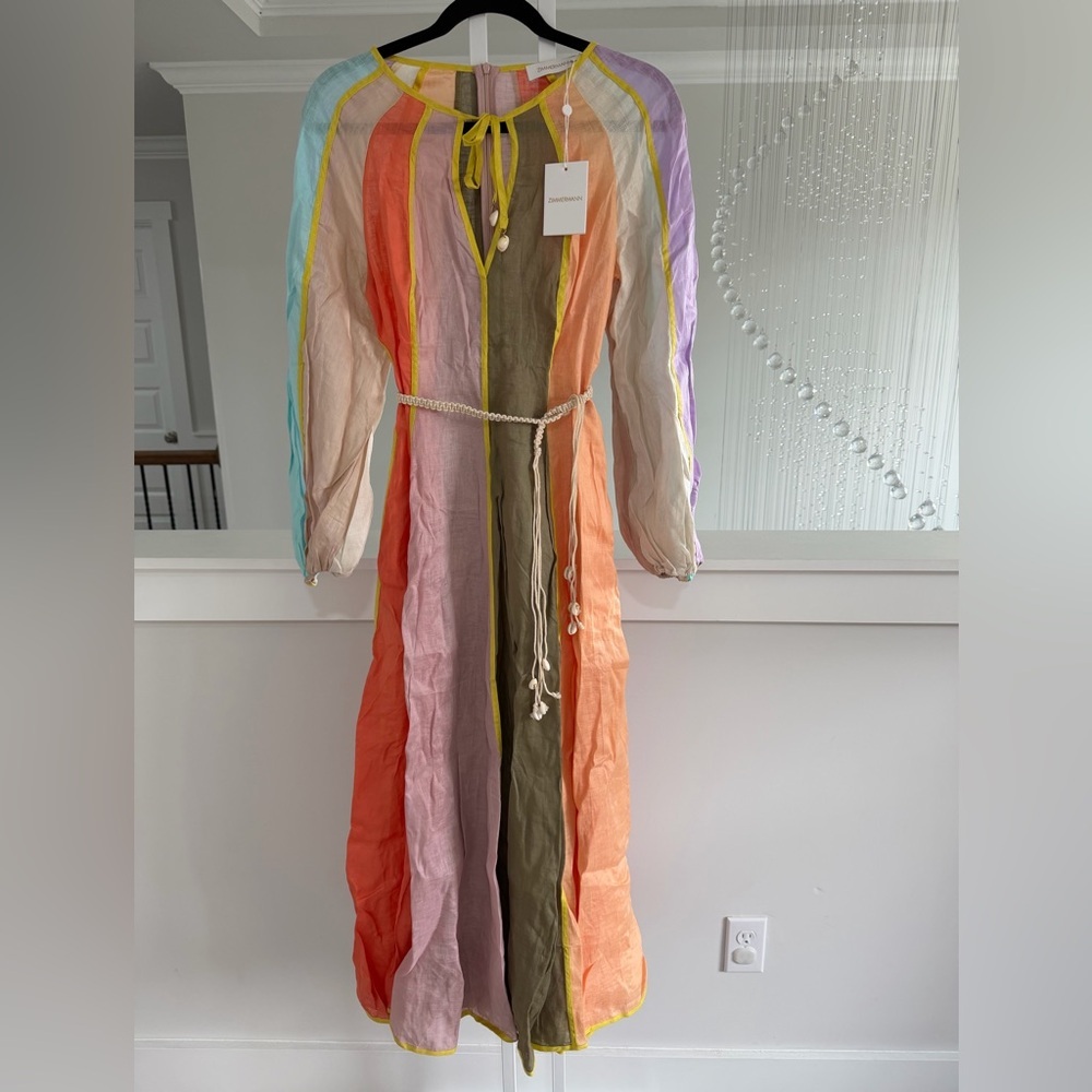 Zimmermann Multicolor Panel Dress with Balloon Sleeves - Picture 4 of 8